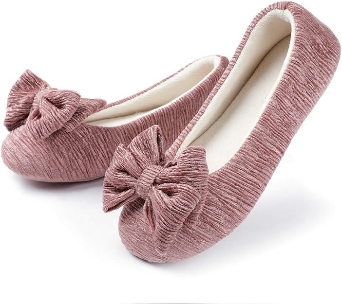 ULTRAIDEAS Women’s Lightweight Ballerina Slippers with Bow-knot, Ladies Soft Memory Foam House ... | Amazon (US)
