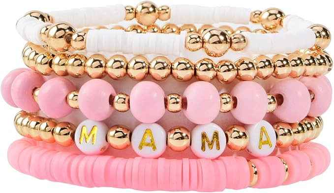 GOOJIDS Surfer Heishi Clay Bead Bracelets for Women Bohemian Stackable Evil Eye Vinyl Disc Beaded... | Amazon (US)