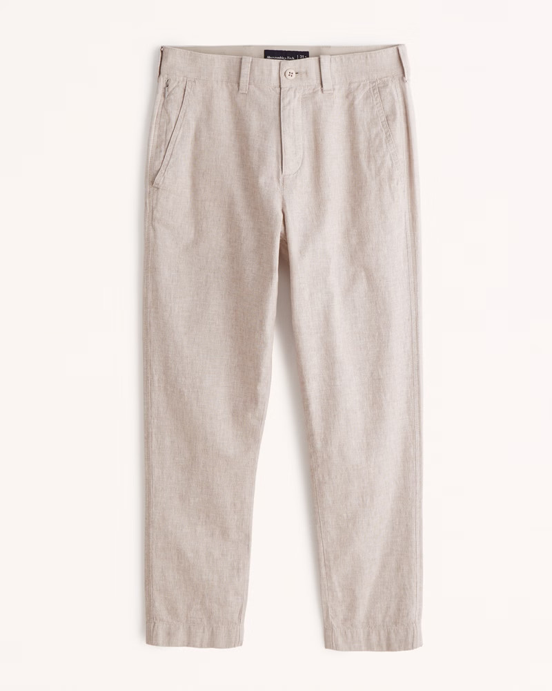 Straight Fit Linen-Blend Pant | Abercrombie & Fitch (US)