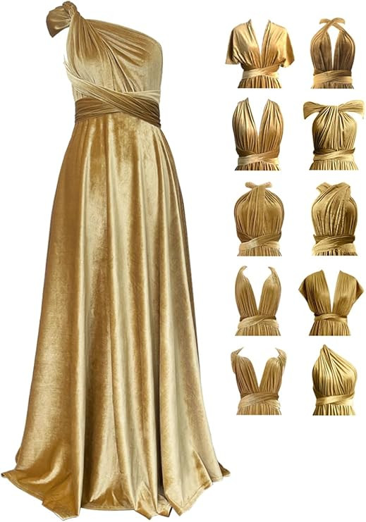 Velvet Infinity Dress with Bandeau,Convertible Bridesmaid Dresses,Plus Size Velvet Wrap Maxi Long... | Amazon (US)
