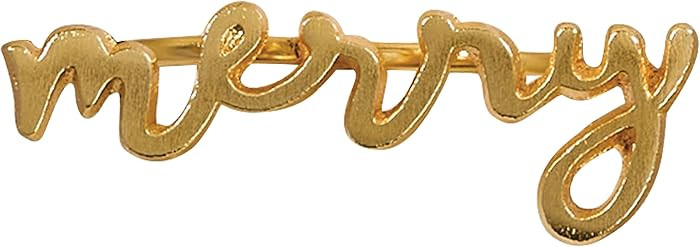 Park Designs Merry Napkin Ring Set of 4 | 1" x 2" Gold Metal Napkin Holders with Script Lettering... | Amazon (US)