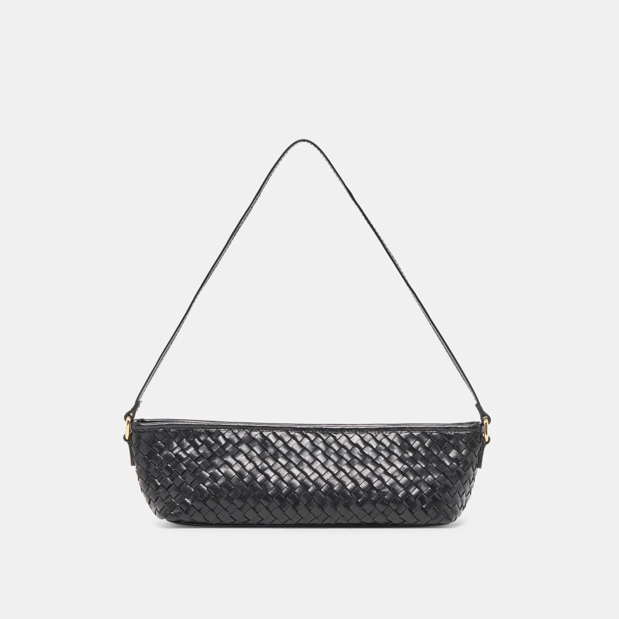 Savaii Woven Shoulder Bag Black Woven Leather | DolceVita.com