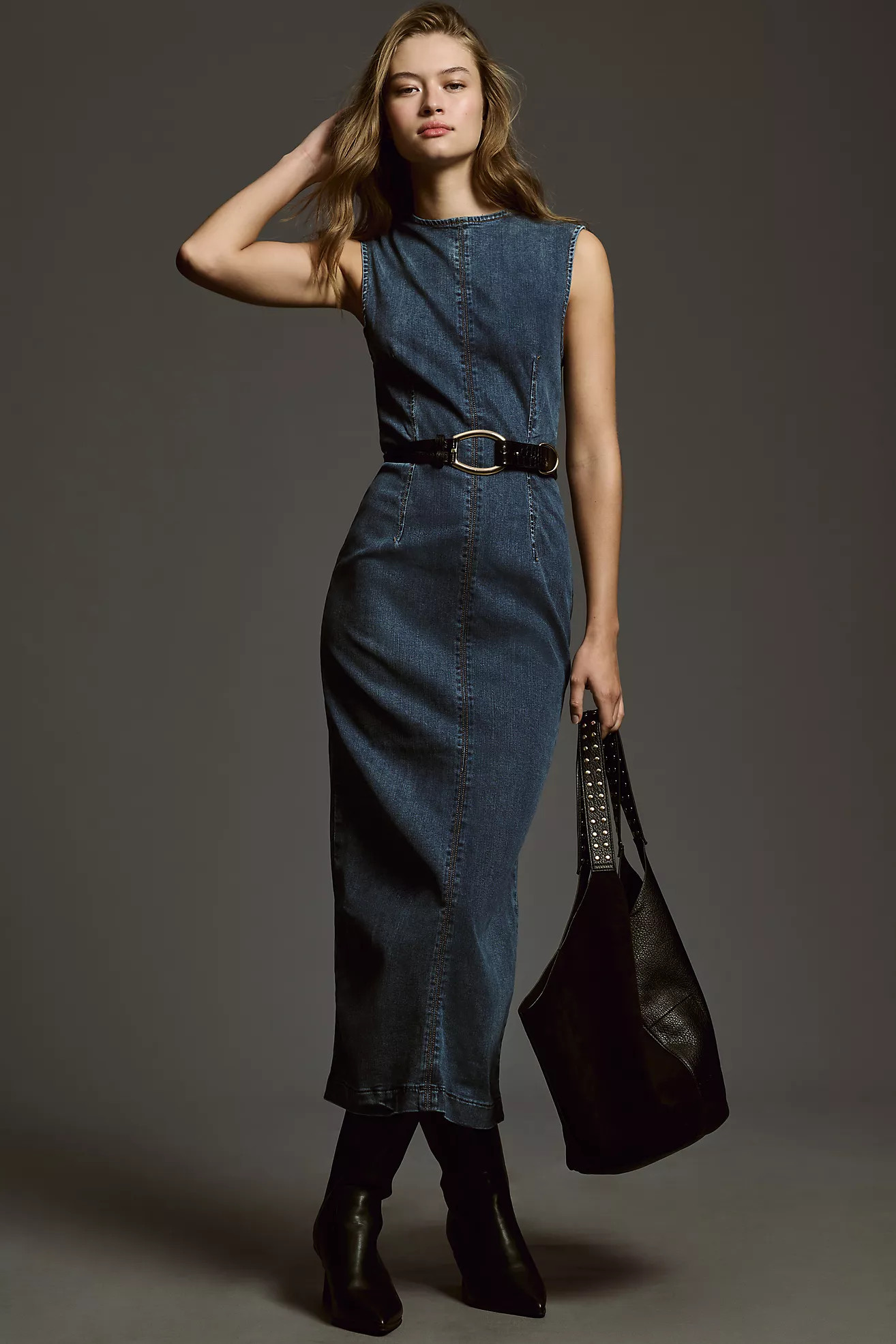 Reformation Kendi Sleeveless Denim Midi Dress | Anthropologie (US)