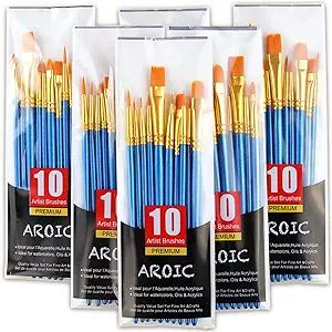 Acrylic Paint Brush Set, 6 Packs / 60 pcs Nylon Hair Brushes for All Purpose Oil Watercolor Paint... | Amazon (US)