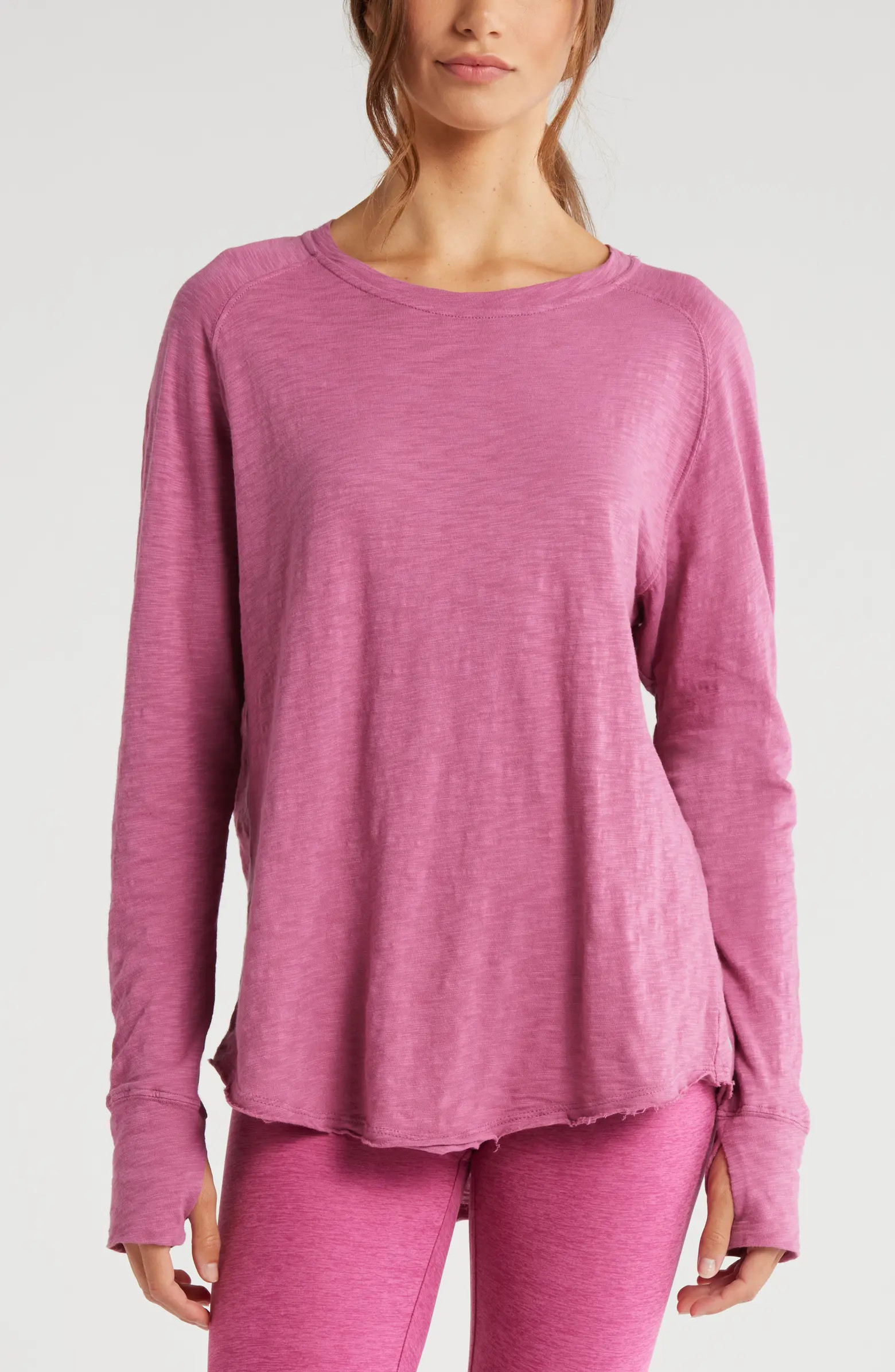 Zella Relaxed Long Sleeve Slub Jersey T-Shirt | Nordstrom | Nordstrom