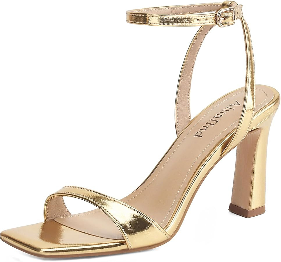 Women's Heeled Sandals Square Open Toe Chunky High Heels Ankle Strap Sandals for Women Prom Weddi... | Amazon (US)