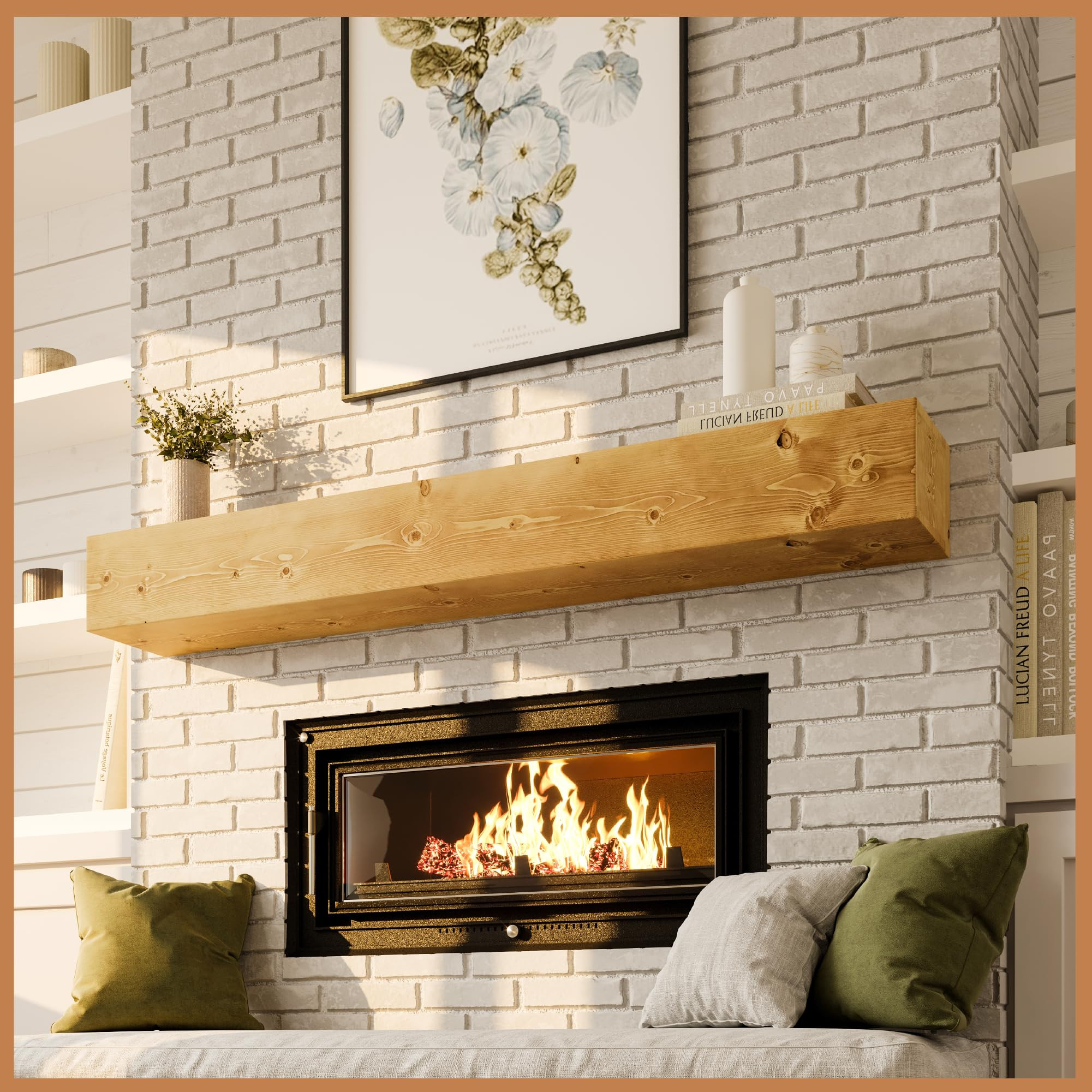 Avana Fireplace Mantel - Wall-Mounted Mantles for Over Fireplace - Farmhouse Fireplace Mantle She... | Amazon (US)