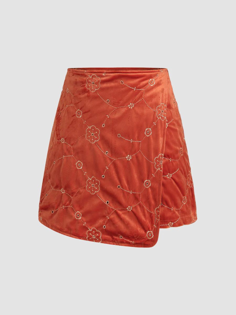 Retro Floral Jacquard Mini Skirt | Cider