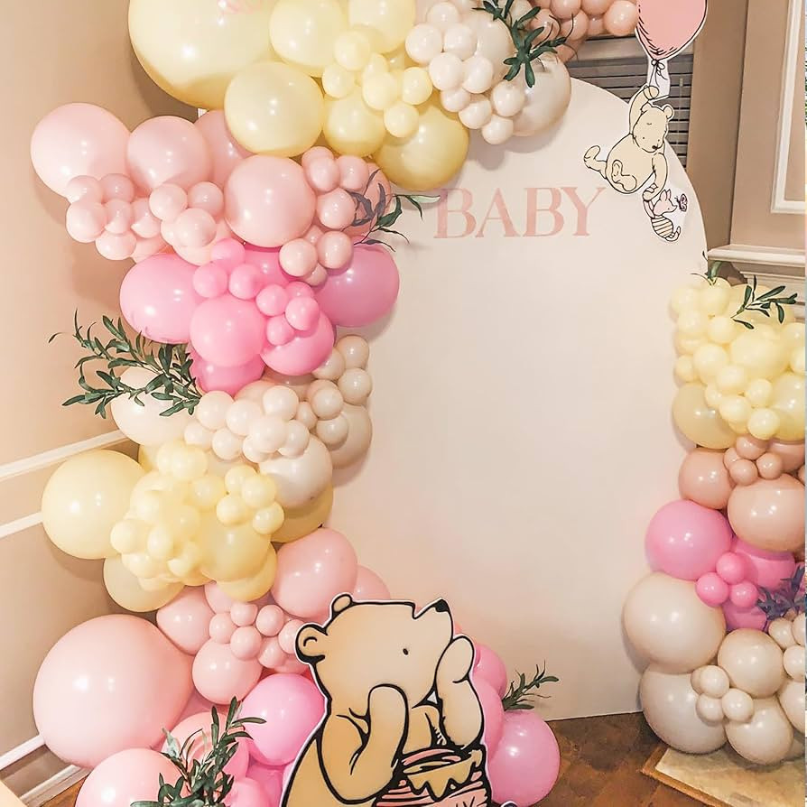 Pink and Yellow Balloon Arch, Pastel Light Pink Balloons Baby Pink Macaron Yellow Balloon Sand wh... | Amazon (US)