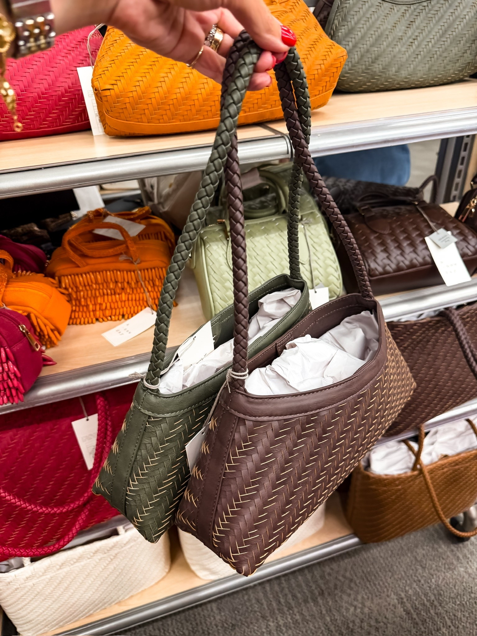 These woven tote bags look so much more expensive than they are. I love the rich brown and olive green shades for everyday wear, travel, work, and fall styling. The braided handles and woven texture give them that elevated designer inspired look for less.

woven tote bag, designer inspired handbag, everyday purse, fall accessories, travel bag, work tote, woven handbag, neutral accessories, olive green bag, brown handbag, elevated basics, affordable fashion, themominstyle

#LTKOver40 #LTKmomlife #LTKTravel
