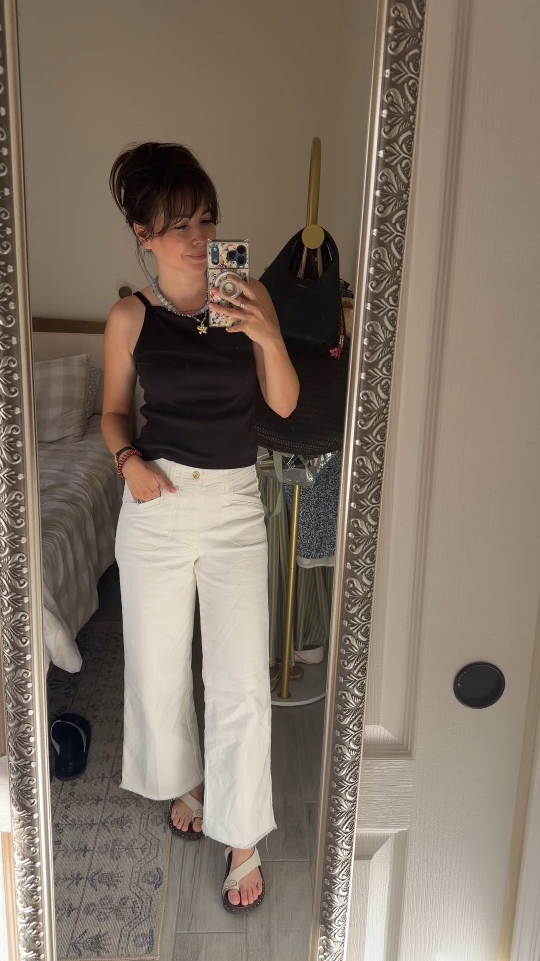 love how this combo feels put together but still effortless for everyday mom life—school runs, errands, or just getting out the door quickly.

Sandals are lightweight and comfortable for all-day wear, and I’ve been grabbing them nonstop.

Petite-friendly, easy outfit formula, repeat wear, everyday basics, white denim outfit, wide leg jeans petite, summer mom outfit, effortless style
Top small
Jeans 25 

#LTKPetite #LTKgrwm #LTKootd