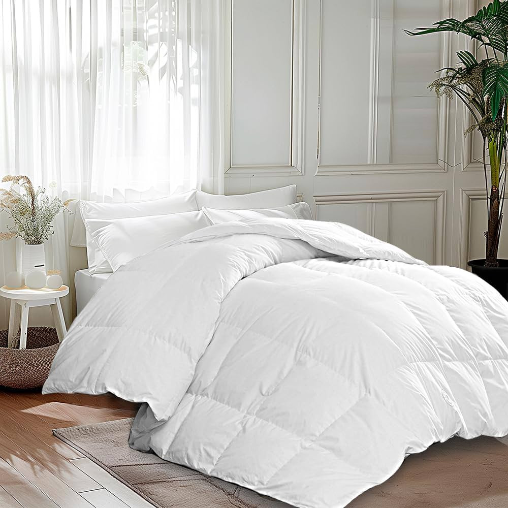 Martha Stewart White Goose King Size Feathers Down Fiber Comforter, Ultra Soft 100% Cotton Duvet ... | Amazon (US)