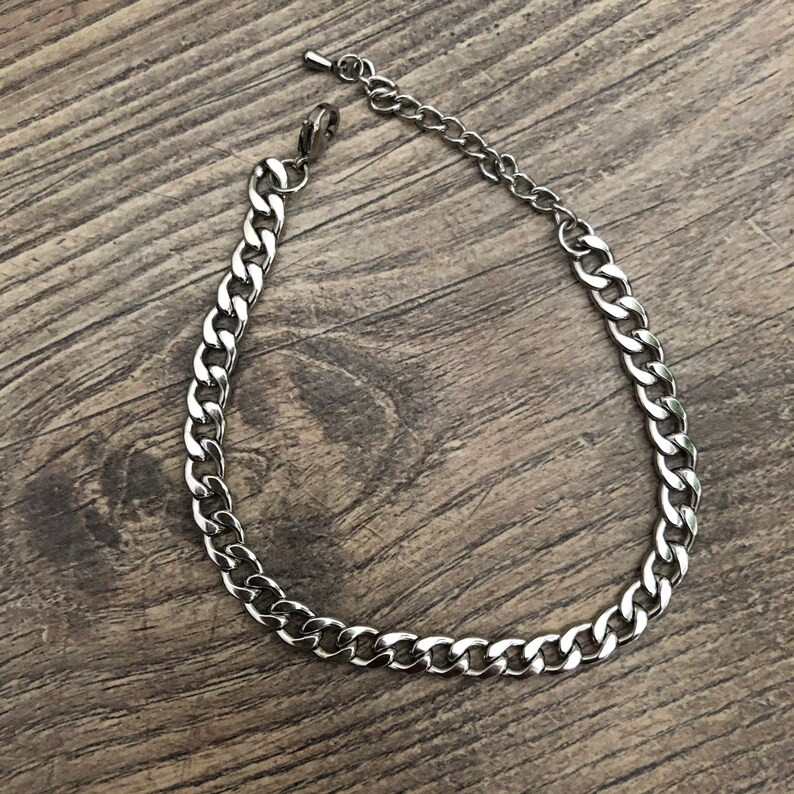 steel anklets, silver anklet, curb chain, silver curb chain, curb chain anklet | Etsy (US)