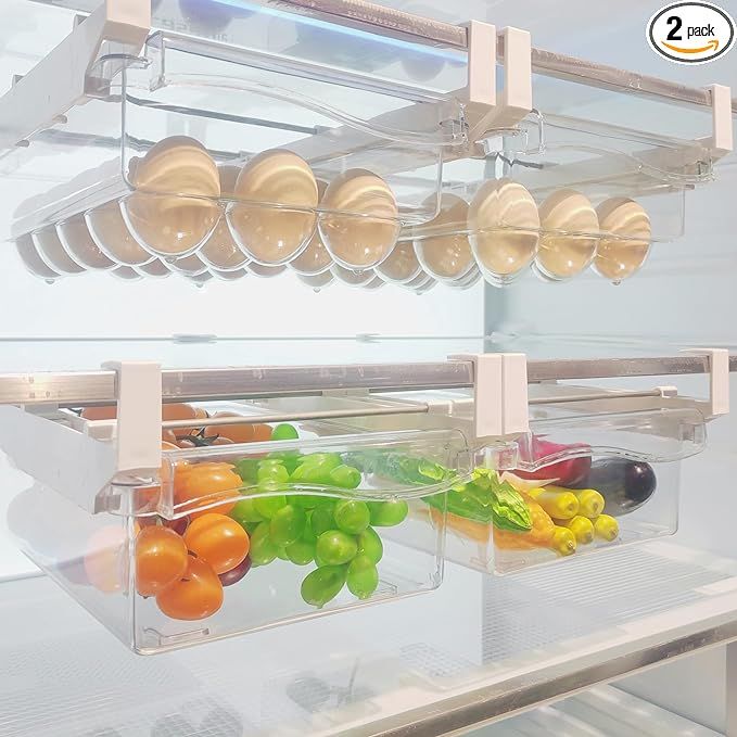 URALFA 2 Pack Fridge Drawer Organizer, Refrigerator Drawers for Fruit and Vegetable, Refrigerator... | Amazon (US)