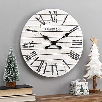 FirsTime & Co. Shiplap Farmhouse Wall Clock, American Crafted, White, 18 x 2 x 18, | Amazon (US)