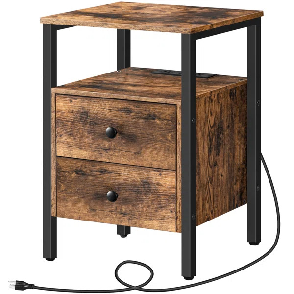 Chappa Manufactured Wood Nightstand with Wireless Charging Station, LED Lights and 3 Drawers | Wayfair North America
