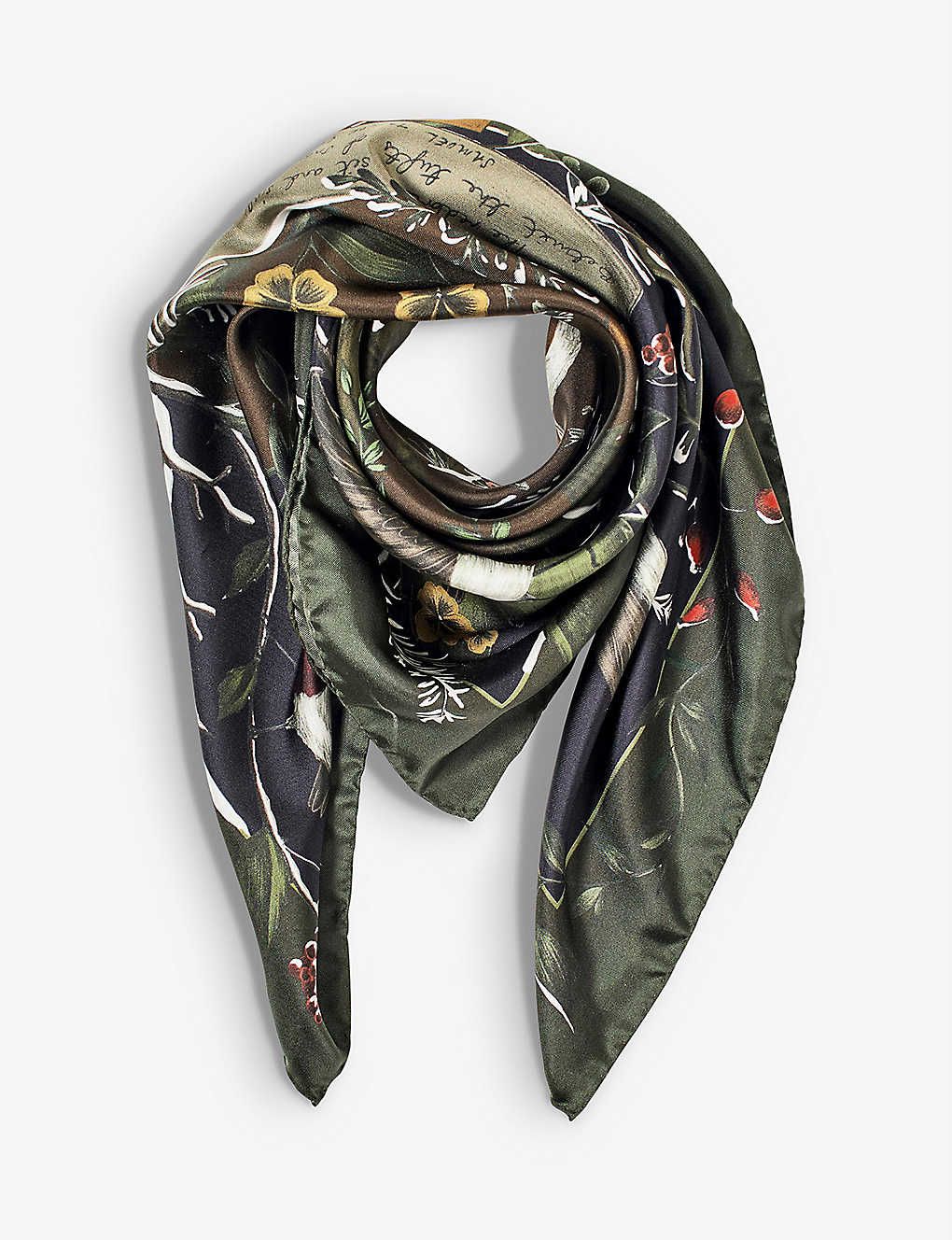 Woodland graphic-print silk scarf | Selfridges