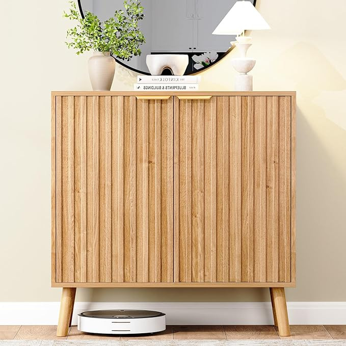 Fluted Storage Cabinet, Buffet Cabinet Sideboard, Modern Accent Cabinet Console Table for Entrywa... | Amazon (US)