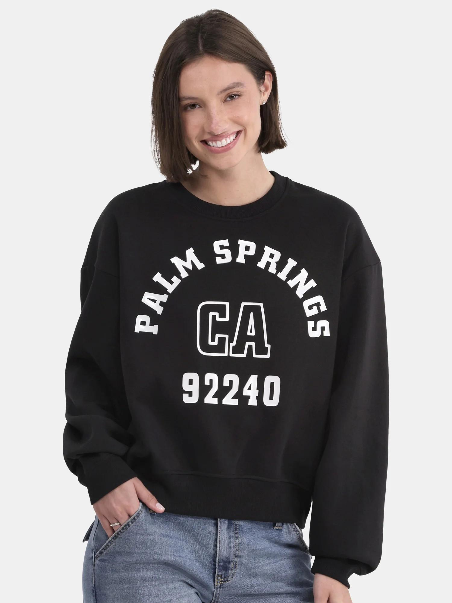 No Boundaries Graphic Crewneck Sweatshirt, Lightweight, Women's and Women’s Plus | Walmart (US)