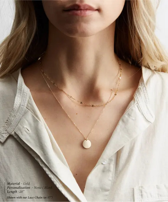 Personalized Disc Necklace  Circle Initial Pendant  Disk - Etsy | Etsy (US)