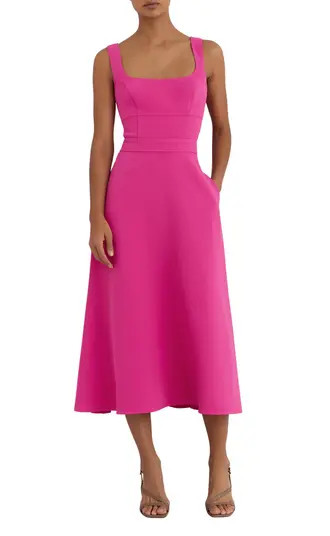 Reiss Dina Cutout Back Fit & Flare Midi Dress | Nordstrom | Nordstrom