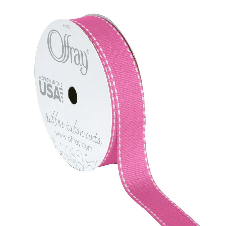 Offray Ribbon, Hot Pink 5/8 inch Grosgrain Polyester Ribbon for Sewing, Crafts, and Gifting, 9 fe... | Walmart (US)