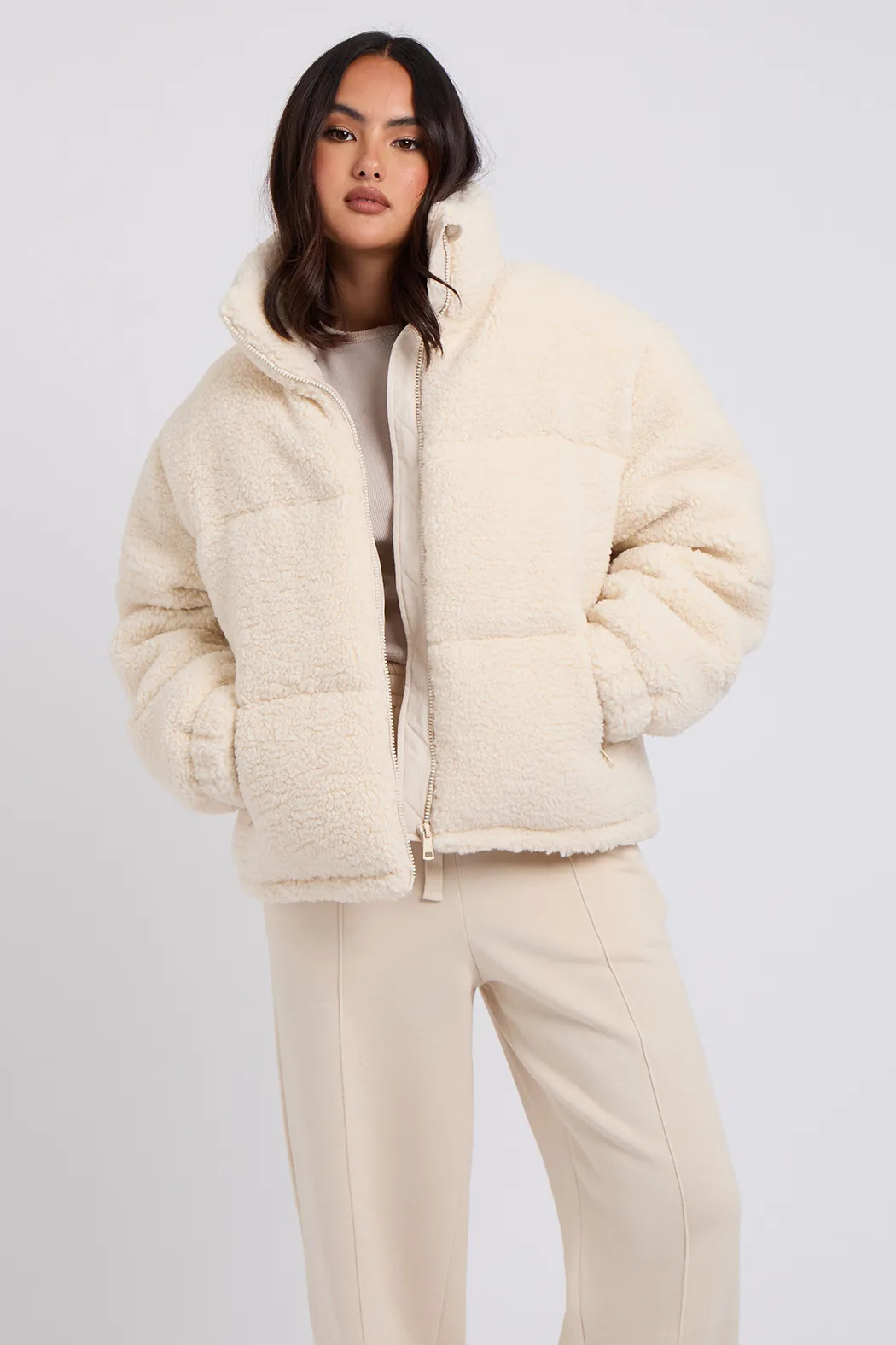 Cream Teddy Borg Short Coat | Debenhams UK