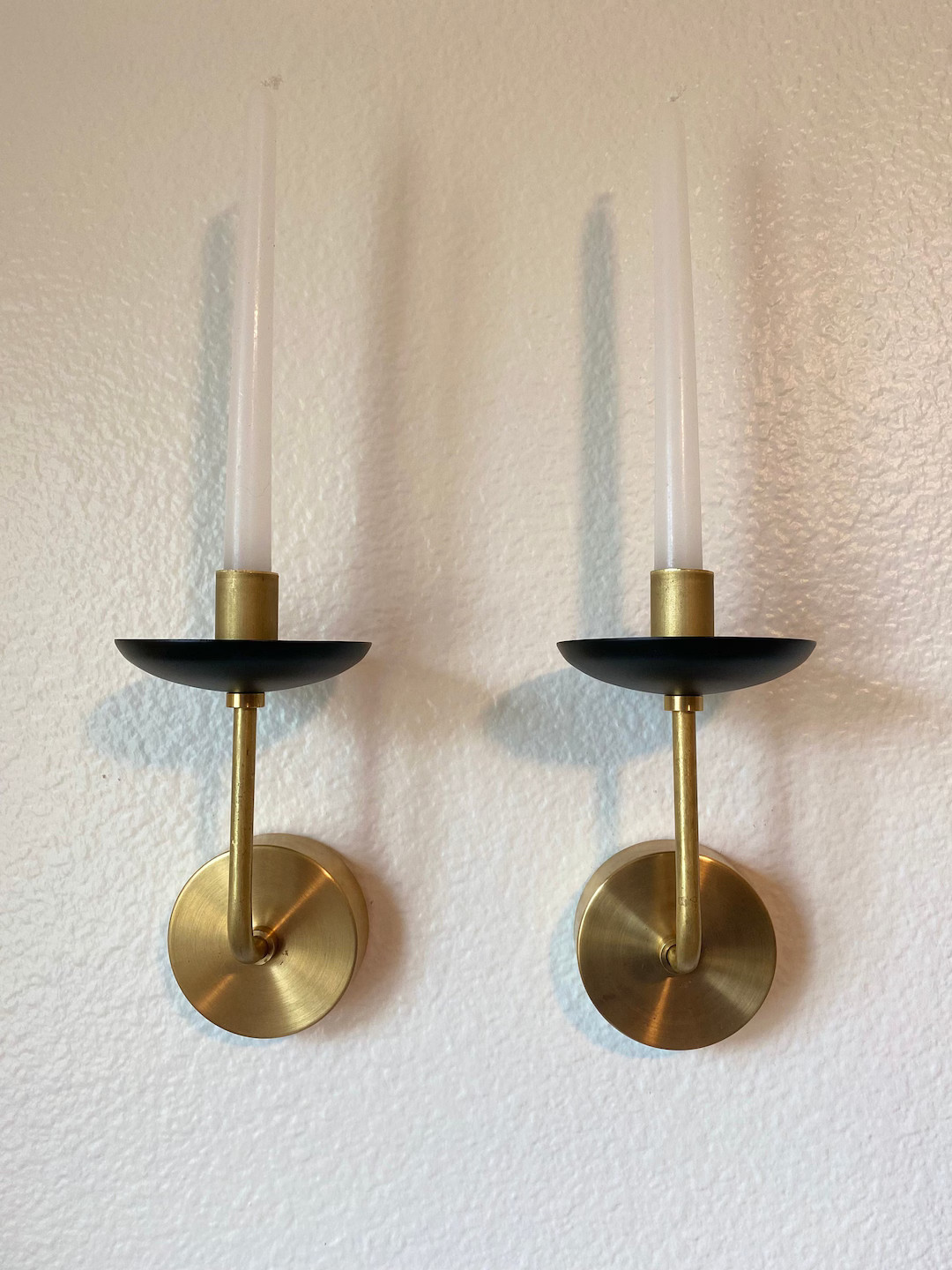 Set of 2 Brass Wall Sconce Candle Holder Pair - Gold & Black, Vintage, Antique | Etsy (US)