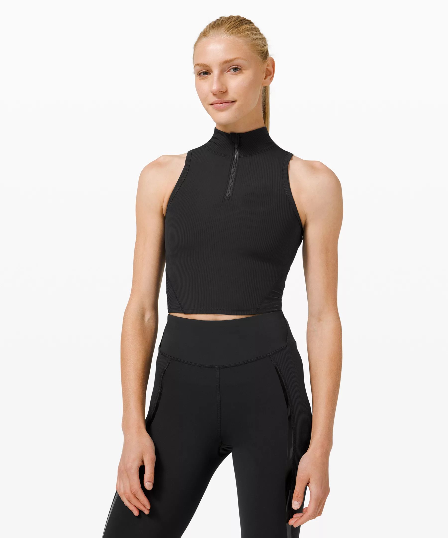 Rib Zip-Front Cropped Run Tank Top | Lululemon (US)