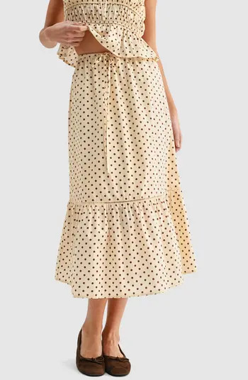 All in Favor Polka Dot Tiered Midi Skirt | Nordstrom | Nordstrom
