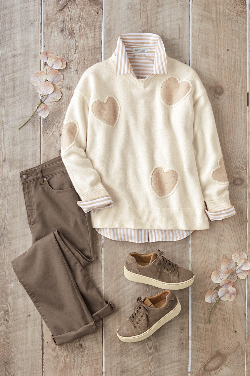 Heartful Twist Embroidered Sweater | Coldwater Creek