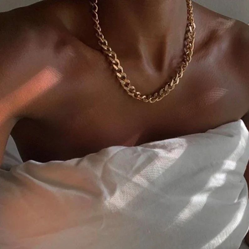 Cuban Chain Necklace | Cuban Gold Chain | Cuban Chain | Gold chunky chain necklace | Statement ne... | Etsy (US)