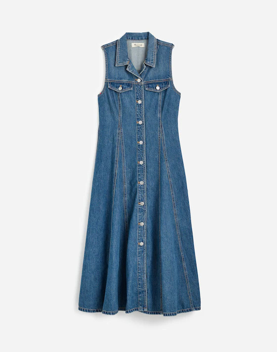 Pleated Midi Shirtdress in Billings Wash: Airy Denim Edition | Madewell