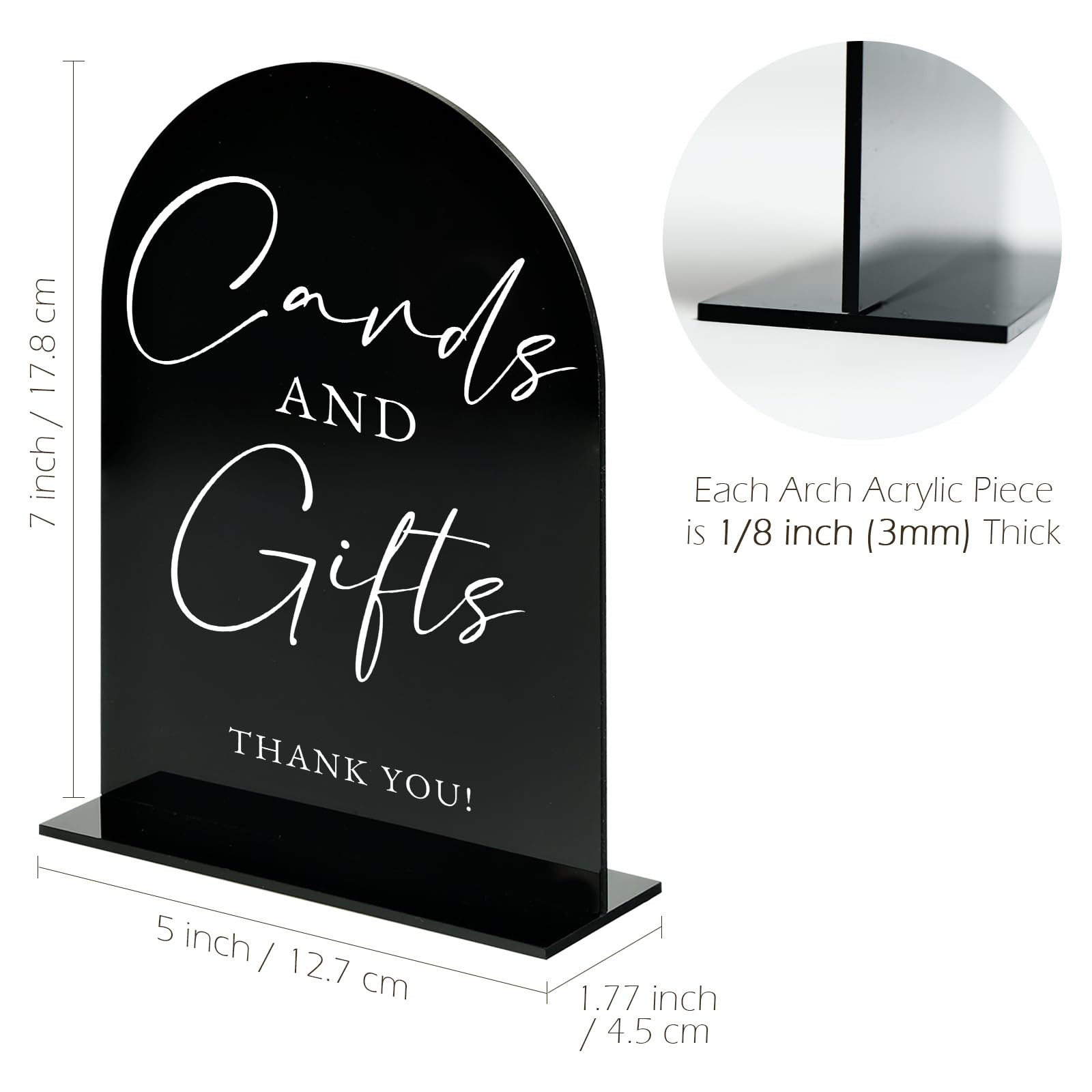 Acrylic Cards and Gifts Sign with Stand- 5"x7" Black Arched Acrylic Wedding Sign and Base,1/8" Th... | Amazon (US)