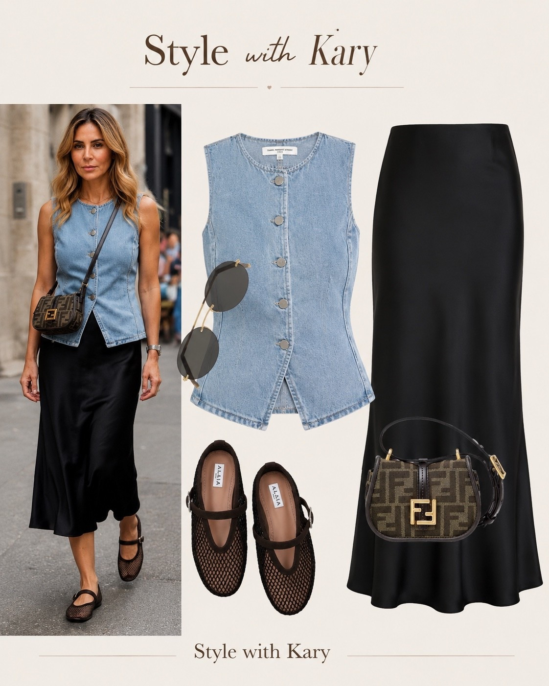 The perfect mix of timeless and trendy. 💙🖤
A denim vest paired with a satin midi skirt creates an effortlessly chic look you’ll wear on repeat. Finished with mesh flats and a classic monogram bag for that polished touch.

#LTKootd #LTKOver40 #LTKgrwm