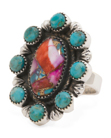 Sterling Silver Plated Pink Turquoise Ring | TJ Maxx
