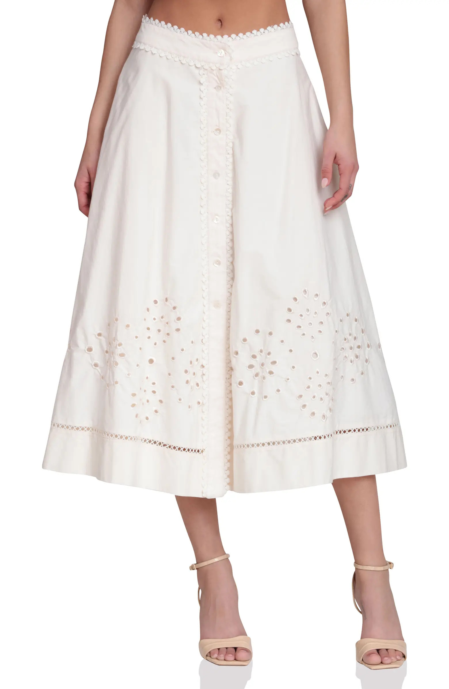 Cotton Eyelet A-Line Midi Skirt | Nordstrom