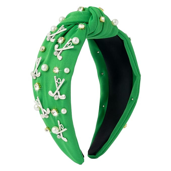 PANTIDE Golf Jeweled Knotted Headband - Golf Club Ball Pearl Rhinestone Embellished Headband Non ... | Amazon (US)