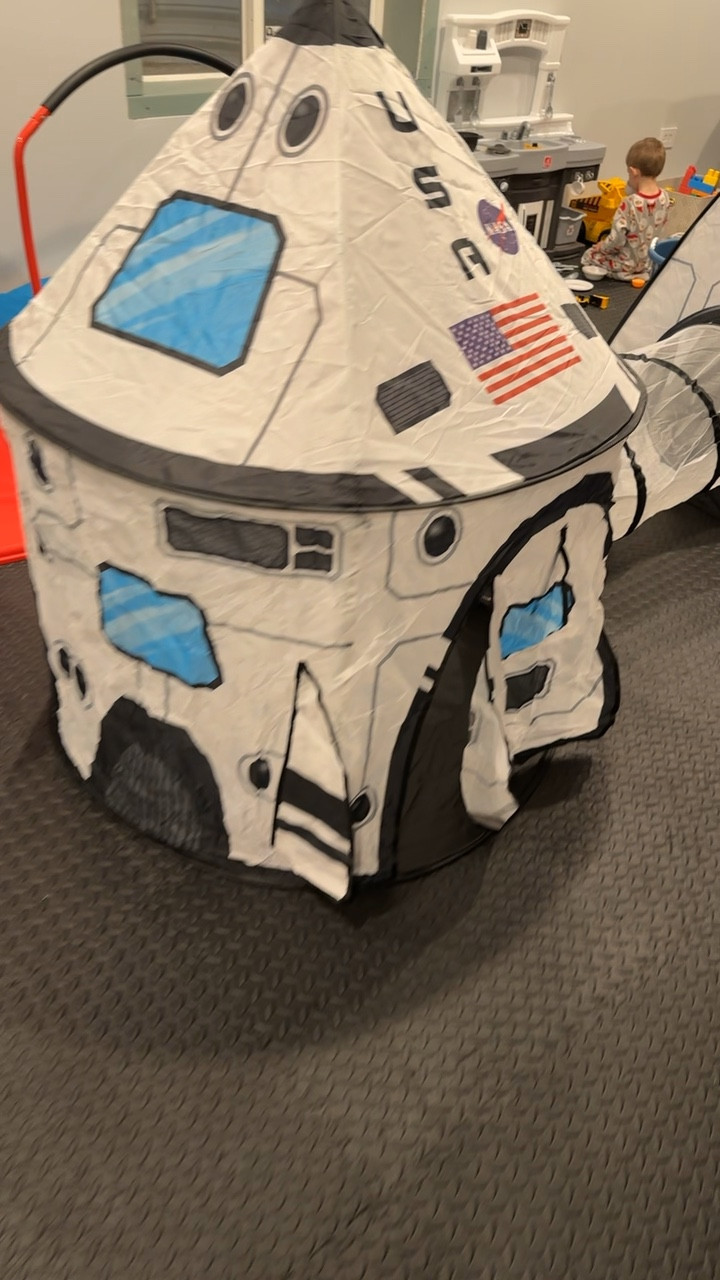 This White Rocket Ship tent is so much fun for kids to use their imagination and play in. They can pretend to blast off then crawl through the tunnel to get to the other part of the station and make their way to outer space! 

#LTKKids #LTKHome #LTKActive