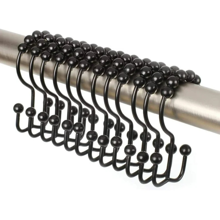 Shower Curtain Rings Hooks - Chrome Finish - Premium 18/8 Stainless Steel - Double Hooks | Walmart (US)