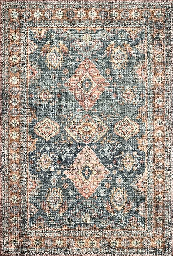 Loloi Skye Collection, SKY-10, Sea / Rust, 6'-0" x 9'-0", .13" Thick, Area Rug, Soft, Durable, Vi... | Amazon (US)