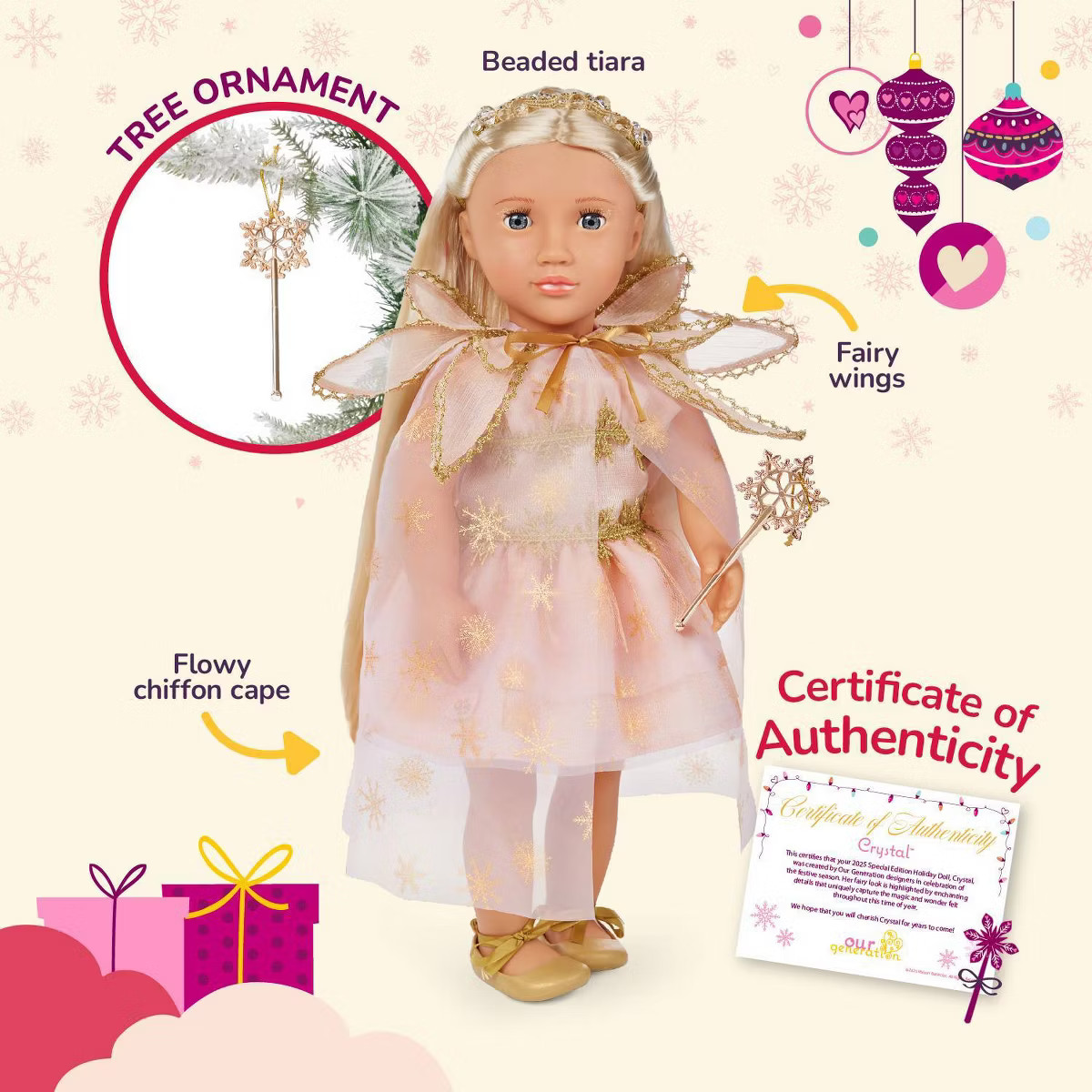 Our Generation Crystal Limited-Edition 18” Holiday Collectible Doll | Target