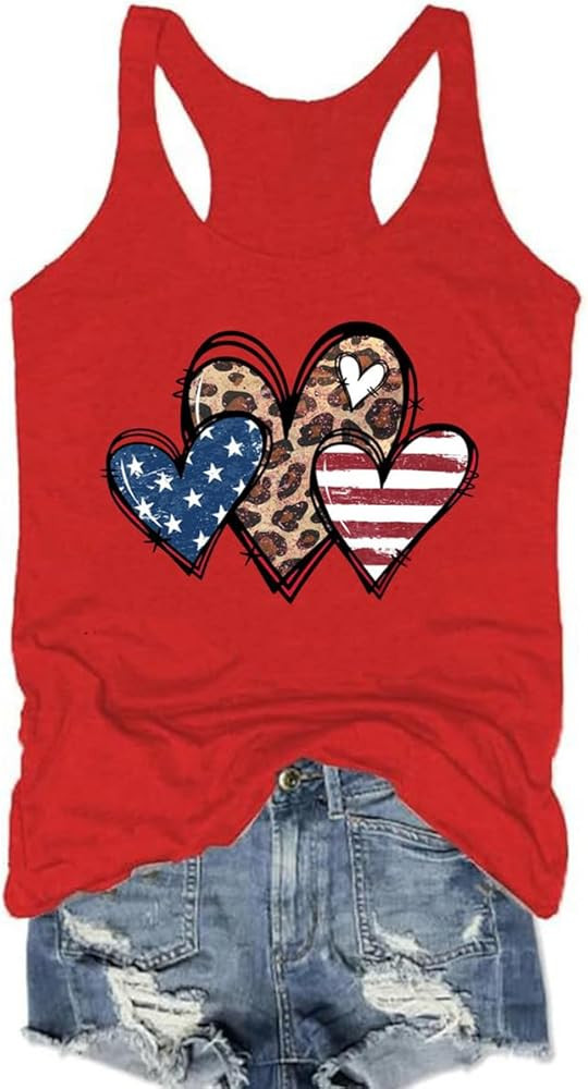 Womens USA Tank Tops American Flag Shirt 4th of July Sleeveless Summer Patriotic Outfits Graphic ... | Amazon (US)