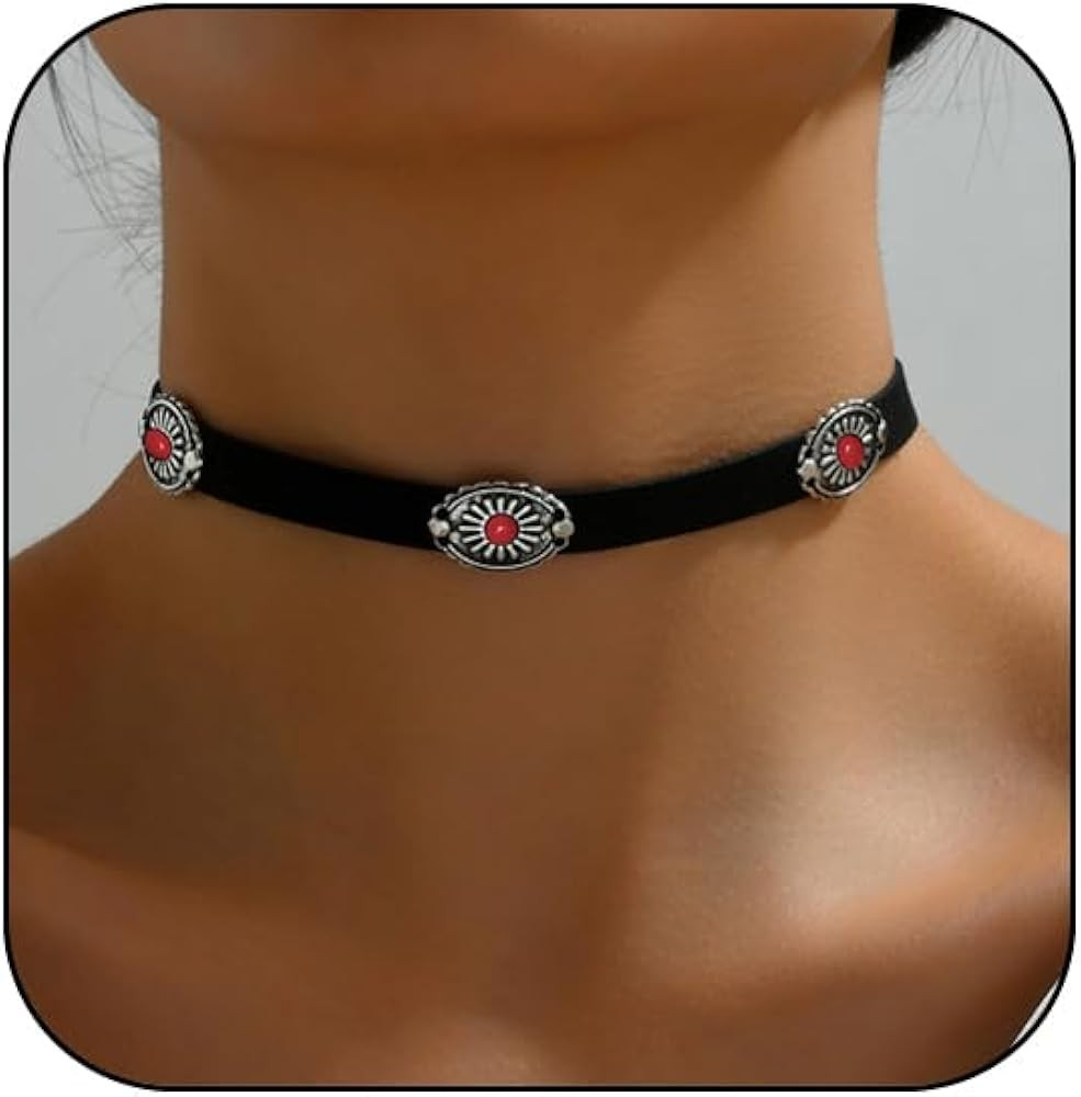 Western Turquoise Choker Necklace for Women Gothic Black Choker Necklaces Boho Summer Cowgirl Rod... | Amazon (US)