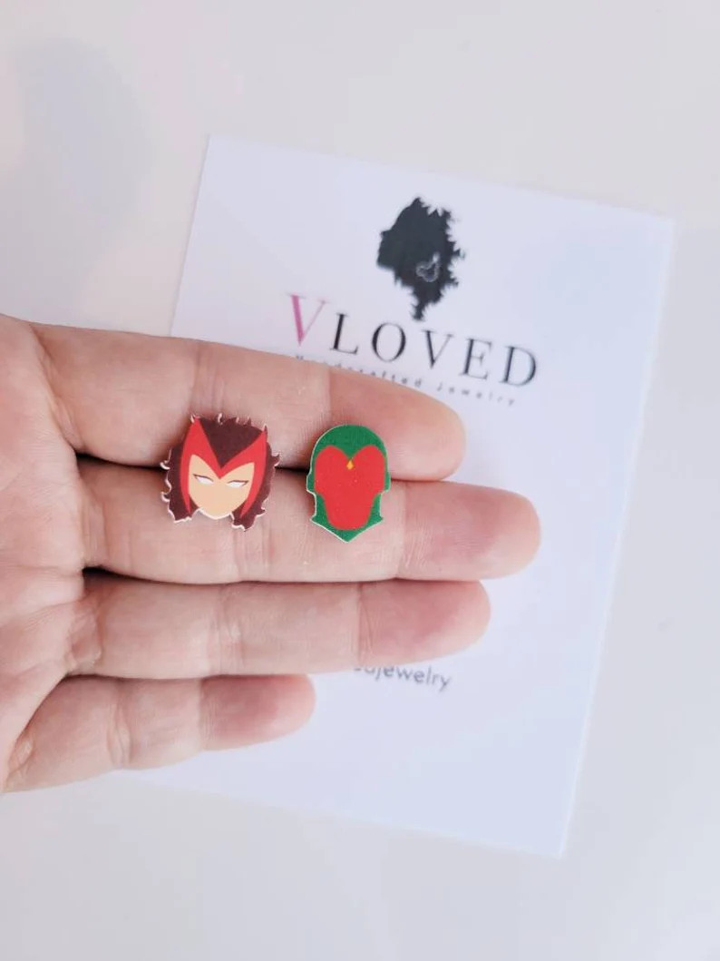 Wandavision inspired earrings, disney jewelry, Disney earrings, Disney necklace, Disney accessori... | Etsy (US)