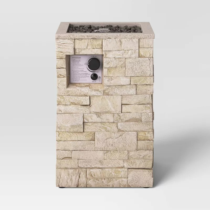 16" Stack Stone Liquid Propane Fire Column - Light Brown - Threshold™ | Target