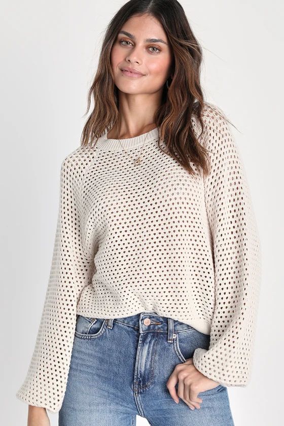 Pretty Ideal Beige Loose Knit Sweater Top | Lulus