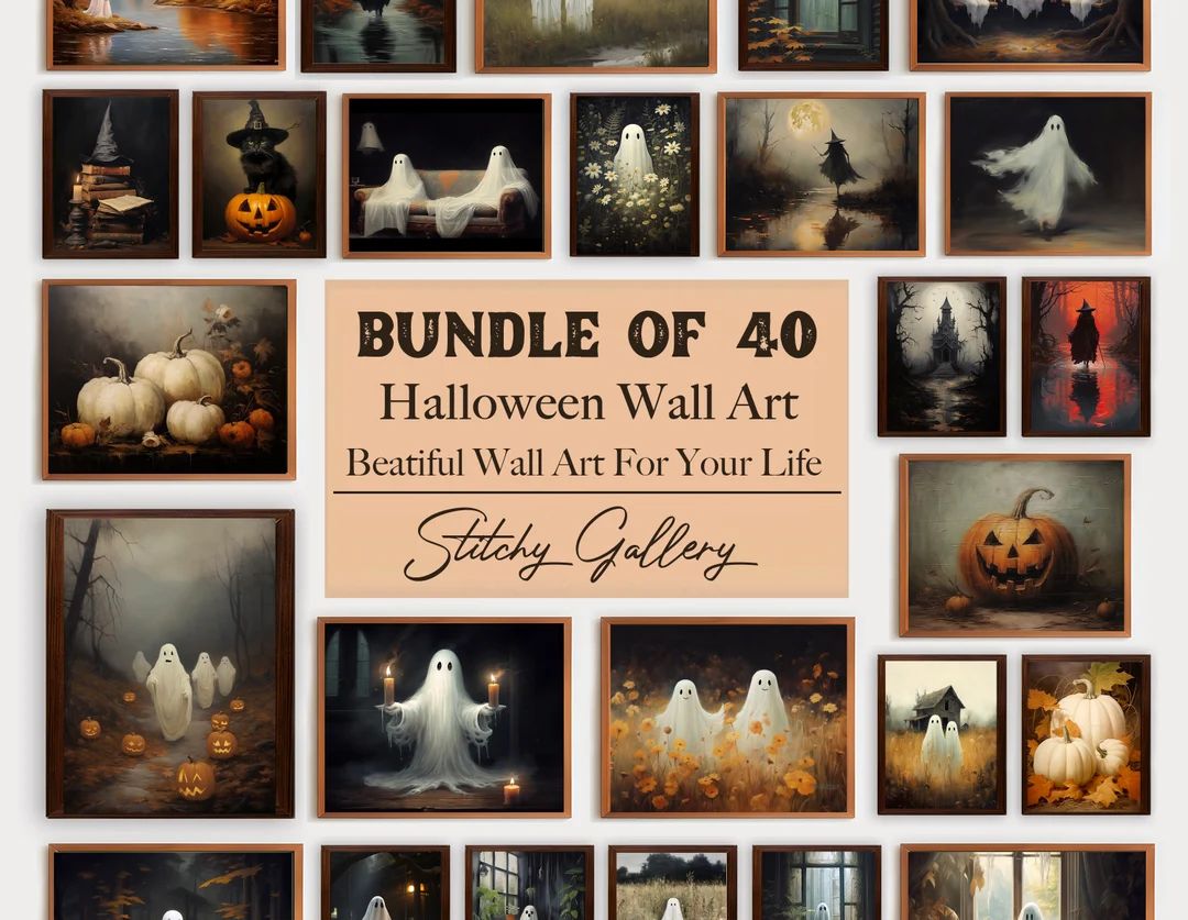 Fall Halloween Print Set Moody Autumn Gallery Wall 40 - Etsy | Etsy (US)
