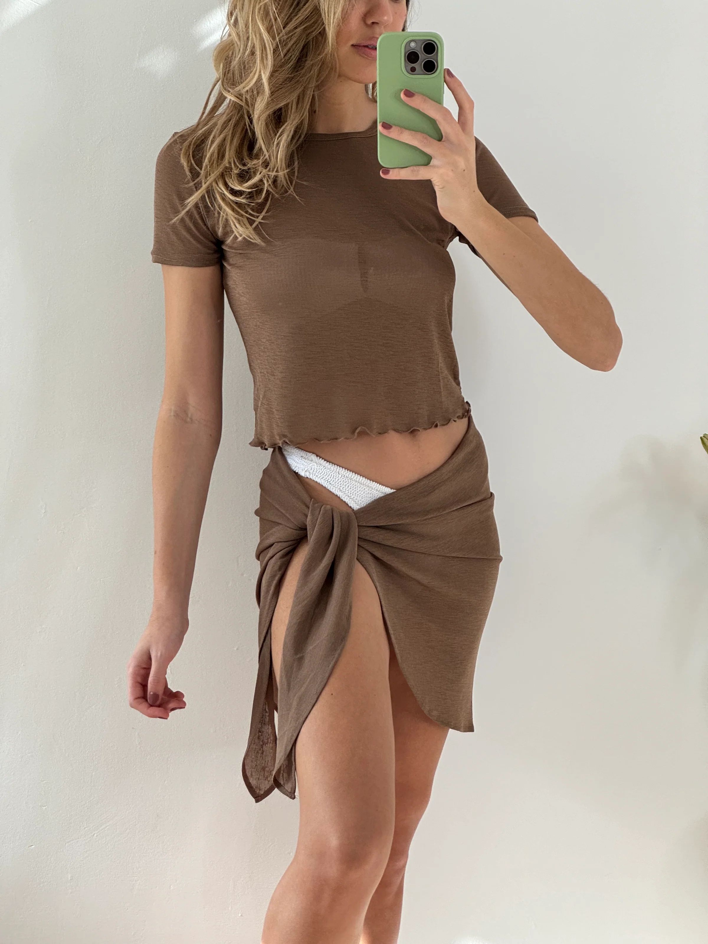 Taupe Short Sleeved Mesh T-shirt | outdazl