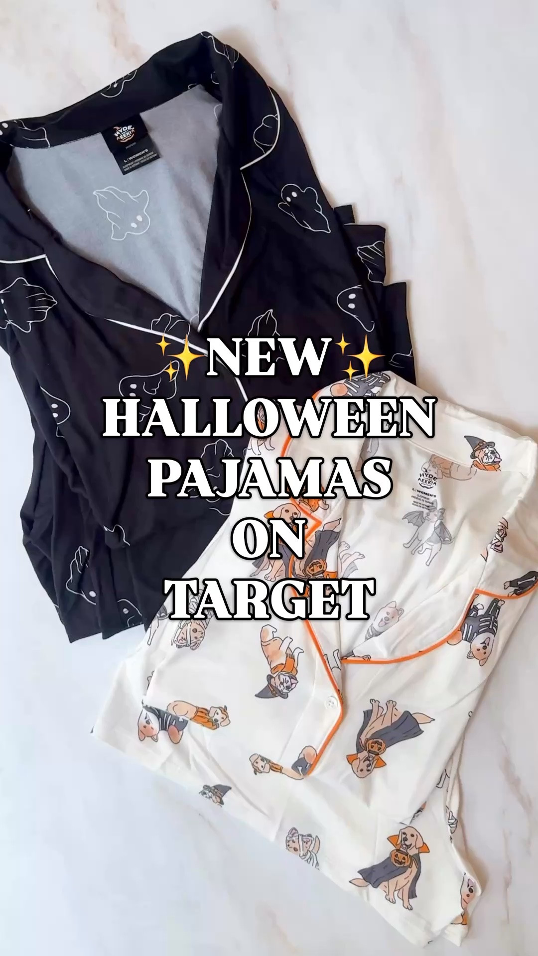 Target Halloween pajamas | Halloween pajamas women | ghost pajamas | festive fall pajamas

Target Halloween pajamas are officially out, and the hardest decision is ghosts or dogs. 👻🐶🎃

The black ghost pajama set is $35 with a long sleeve button front top, full length pants, contrast piping and an allover ghost print. The cream Halloween dog pajama set is $25 with a short sleeve button front top, matching shorts and orange piping.

Both are two piece jersey pajama sets with notched collars, stretchy fabric, elastic waistbands and a side pocket. Cute enough for Halloween movie nights, handing out candy, October weekends, festive sleepovers and every night you want your pajamas to participate in spooky season.

And these are already moving. Target shows more than 9,000 of the dog pajama sets and more than 4,000 of the ghost pajama sets purchased in the last month. If you want them for October, I would check your size now.

Shop both Target Halloween pajama sets below.

Target Halloween pajamas, Target pajamas women, Target Halloween finds, Target style women, Target fall finds, Halloween pajamas women, women’s Halloween pajama set, Halloween pajama sets, spooky pajamas women, festive pajamas women, fall pajamas women, Halloween sleepwear women, Halloween lounge set, two piece pajama set women, button down pajamas women, short sleeve pajama set, long sleeve pajama set, pajama shorts set women, pajama pants set women, black ghost pajamas, ghost pajama set, ghost pajamas women, Halloween dog pajamas, dog print pajamas women, Halloween movie night outfit, spooky season outfit, festive Halloween outfits, Halloween outfits women, cozy fall outfits women, Halloween  gifts for women, October outfit ideas @Target 

#LTKFindsUnder50 #TargetStyle #TargetFinds #HalloweenPajamas #HalloweenOutfits #SpookySeason #FallPajamas

#LTKHome #LTKTravel #LTKSeasonal